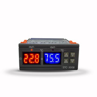 Thermostat de chauffage avec sonde 12V 24V 220V pour réfrigérateur domestique, double régulateur de température numérique à STC-3008 sortie à deux relais