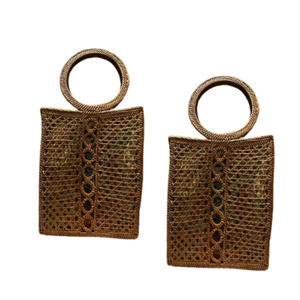 Hecho a mano para la perfección Artesanía de mimbre hecha a mano Lombok Heritage Woven Tower Bag Vertical Ketak Net Tote - Product Image 1