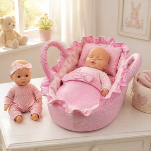 Cuna de Juguete Personalizada para Muñecas con Manta y Almohada de Algodón con Estampado de Puntos, para Muñecas <span class=keywords><strong>Reborn</strong></span> de 14-24 Pulgadas, Escala 1:10 - Product Image 2