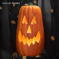Lanterne Citrouille Décorations d'Halloween Accessoires Lumineux Creux Grandes Décorations pour Aménagement de Scènes Extérieures de Parcs à Thème