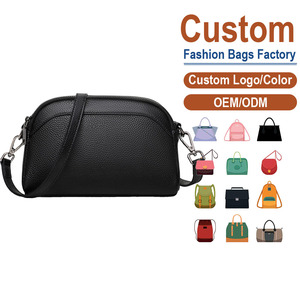 Sac bandoulière en cuir pleine fleur véritable personnalisé, directement de l'usine - Texture litchi noire, design minimaliste, hiver/automne/été - Product Image 1