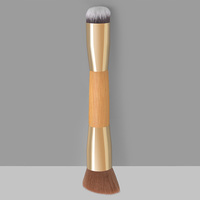 Brosse de maquillage en bambou personnalisée en gros brun simple explosion de brosse de fond de teint en bambou à double tête double face