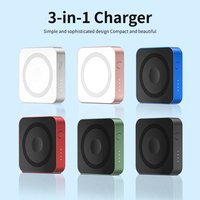 Banque d'alimentation sans fil magnétique en métal 3 en 1 pour iPhone Airpods IWatch Mini Charge rapide portable Batterie externe 5000mAh