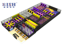 Aire de jeux interactive pour enfants Rish Safe jumelée avec aire de jeux intérieure modulaire et parc de trampolin amusant