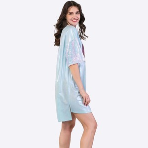 Túnicas camiseta <span class=keywords><strong>vestido</strong></span> de Jersey de lentejuelas doradas para <span class=keywords><strong>mujer</strong></span> - Product Image 4