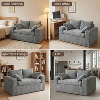 Canapé pouf 59 pouces, canapé deux places sans structure, livré en boîte, petit canapé rembourré avec assise profonde pour salon et chambre à coucher