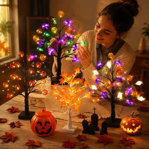Décorations d'Halloween, lumières d'arbre, décorations alimentées par USB et piles, décoration d'arbre bonsaï de table pour centre de table et intérieur - Product Image 5
