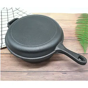 27CM Classic double used pre-seasoned cast iron outdoor dutch oven with skillet lid