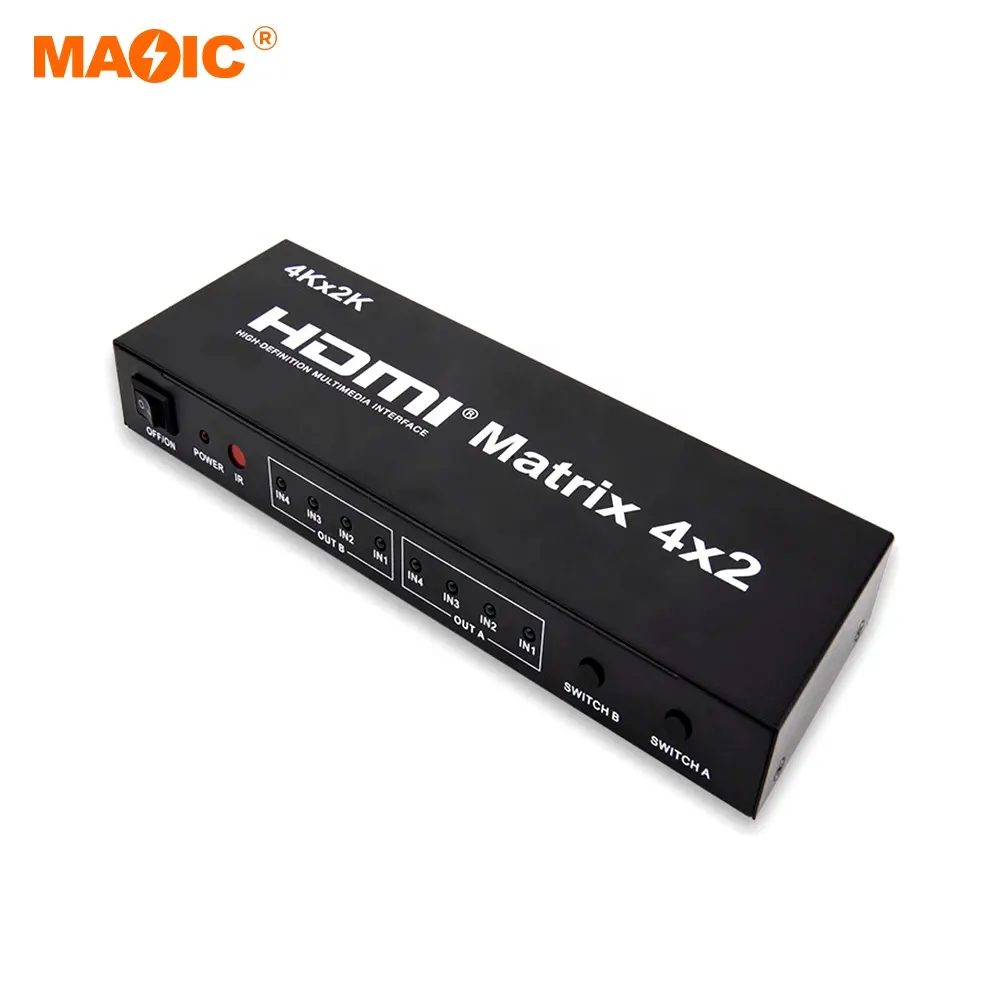 4x2 Hdmi Matrix Switch Splitter With Spdif IR Remote and L/r 3.5mm Support Hdcp 1.3 ARC Dol-by 4k HDMI Matrix Switcher