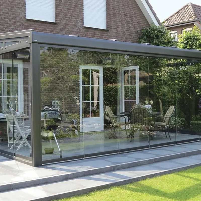 Ikealuminum cà phê thiết kế cửa hàng kính nhà sợi mặt trời phòng cho hồ bơi mặt trời sunroom kính nhà của nhà