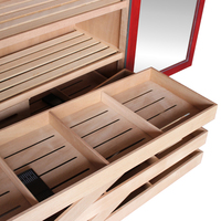 Cave à cigares en bois de cèdre espagnol avec humidificateur et éclairage LED, humidor à cigares grande capacité 4000 CT, vitrine à cigares