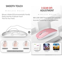 Mouse nirkabel senyap 2.4GHz, Mouse isi ulang dengan penerima USB DPI dapat disesuaikan, tombol kembali cepat untuk Laptop PC MacBook