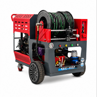 Machine de nettoyage de canalisations à distance 200 bars, équipement de débouchage de canalisations et de tuyaux avec moteur essence bicylindre 37 CV, 84 L/min