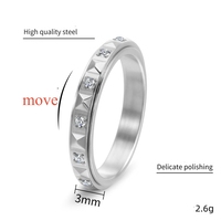 Anneau tournant en acier inoxydable incrusté de CZ, anneaux de couple, cadeau de la Saint-Valentin pour les amoureux