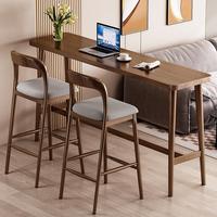Comptoir de bar commercial en bois massif de style nordique, table de salle à manger, bureau de séparation, chaises hautes longues et modernes minimalistes au design mural