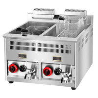 Nouvelle friteuse professionnelle à gaz pour poulet et frites, 16+16L, pour hôtels et restaurants