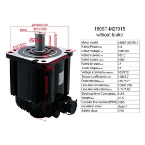 มอเตอร์ 1500 รอบต่อนาที 380 โวลต์ 180ST M27015 180ST แรงบิด 27 นิวตันเมตร 4.3 กิโลวัตต์ 380 โวลต์ พร้อมไดรฟ์ T3A - Product Image 1