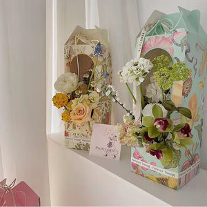 Elegante caja de embalaje de flores Ramo de floristería decorativo Regalo portátil reciclable con ventana abierta - Product Image 4