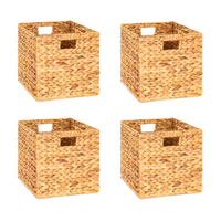 Panier de rangement tissé pliable en jacinthe d'eau, panier à linge carré simple en herbe, idéal pour les articles divers – Approvisionnement direct usine