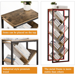 Khung kim loại hiện đại đứng cuốn sách lưu trữ giá tổ chức kệ gỗ cây kệ sách - Product Image 4