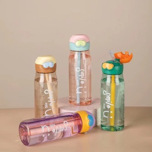 Gobelet à eau portable pratique et mignon pour l'été avec paille anti-fuite pour hommes, femmes, étudiants, enfants, simple et transparent - Product Image 2