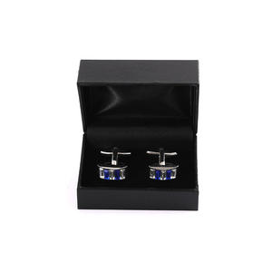 Wholesale Customized Logo Cufflink Box <strong>Unique</strong> Black Plastic Cufflinks Case with Tie Clip Leather Jewelry Boxes - Product Image 2