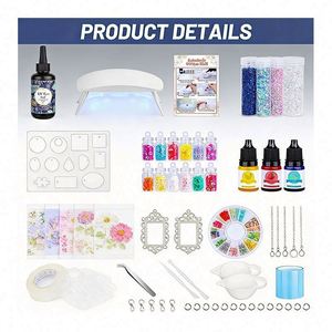TOYSRUNNER Jewelry Craft Kit DIY UV Hard Crystal <b>Clear</b> LED Lamp Silicone Molds Glitter Foil Flowers Pendants Keychains - Product Image 3