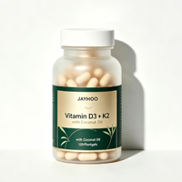Complément Vegan JAYHOO Vitamine D3 K2 avec Huile de Coco pour Soutenir la Santé des Os et du Cœur - 120 Gélules Végétales