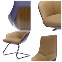 Chaise d'invité moderne à base de traîneau, siège de conférence, fauteuil de visiteur avec accoudoirs courbes, mobilier de bureau pour salle de réunion, fournisseur