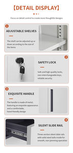 Armoire de rangement latérale de bureau en acier, multi-niveaux, avec portes verrouillables pour documents, livres et fournitures - Product Image 6