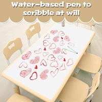 Ensemble table et chaises ergonomiques en plastique pour enfants, réglables en hauteur, tableau blanc peignable, 6 places, pour l'apprentissage familial et la chambre
