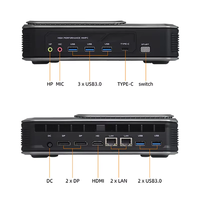Mini PC con Windows 11, Wifi, USB-C, Puertos Thunderbolt 4, Doble Lan y Firewall para Trabajo