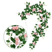 Guirlande de roses artificielles blanches réalistes de 2 m, pliable, en soie, pour la décoration suspendue des tuyaux de climatisation, des murs, des jardins et des devantures de magasins