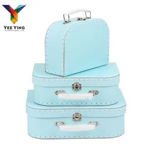 China Factory Sky Blue Paperboard Carton Gift Packaging Boxes Mini Cardboard Suitcase Box