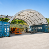 Abri en acier galvanisé avec toit en PVC monté sur conteneur maritime de 40 pieds, tente en arche pour atelier et stockage d'équipements