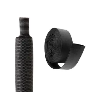 2:1 Flexible Heat Shrink Braided Sleeve Protective Heat Shrinkable polyester fabric woven sleeves