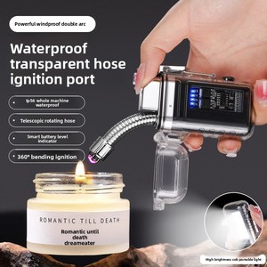 Briquet électronique COB étanche en plastique pour extérieur, rotatif, rétractable, à double arc pulsé, allumeur d'arômes - Product Image 3