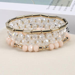 Fashion Jewelry Beaded <b>Bracelets</b> Crystal Rhinestone Gold Plated Women's Bohemia Style Gift <b>Set</b> Made In China - Product Image 4