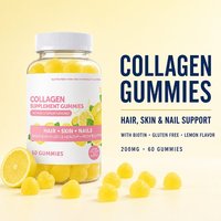 Gummies de collagène végétalien éclaircissantes pour la peau, avec vitamines C et E, 60 unités, pour adultes, sous marques privées OEM/ODM, 2026