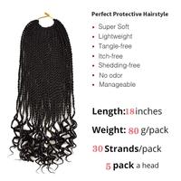 Extensions de cheveux synthétiques pré-bouclées de 18 pouces, 80g, tresses sénégalaises au crochet avec pointes bouclées, style Goddess Box Braids, pour femmes noires, directement de l'usine