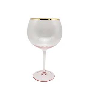 wholesale stemware pink glasses in stem ware glass designs with golden rim