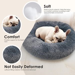 Tempat tidur anjing menenangkan Cama De Perro bulu mewah bulat hangat donat tempat tidur hewan mewah bantal tempat tidur hewan peliharaan dapat dicuci untuk anjing kucing - Product Image 5