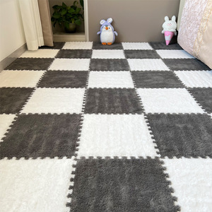 Alfombra de gateo para bebés, tapetes de piso entrelazados cuadrados antideslizantes, lavables, para sala de estar, tapetes de piso para niños, de fibra de poliéster, de color sólido - Product Image 3