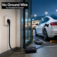 Adaptateur de mise à la terre pour VE de type 2, solution de chargeur de VE sans mise à la terre, 16A 3,6kW pour la recharge portable des VE