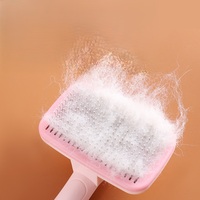 Brosse de toilettage pour animaux de compagnie à poignée ergonomique, auto-nettoyante, élimination des poils en un clic, respectueuse de la peau, lavable, outil d'élimination des poils pour chats et chiens