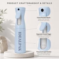 Bouteilles de pulvérisation d'eau en aérosol à gâchette fine 200 ml en PET, flacon de spray capillaire avec pompe pulvérisatrice et impression sérigraphique
