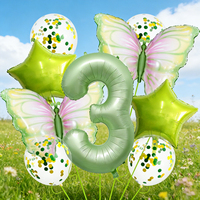 Kits de ballons décoratifs Thème Nature Verte Papillon en Latex et Aluminium pour Fêtes de Printemps, Anniversaires en Extérieur et Réunions