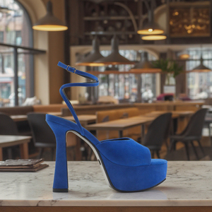 2024 talons personnalisés fabricants <span class=keywords><strong>bleu</strong></span> haut bout <span class=keywords><strong>ouvert</strong></span> plate-forme sandales luxe extérieur pompes complet personnalisé dames talons chaussures - Product Image 2