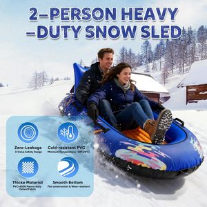 Tube à neige gonflable robuste <span class=keywords><strong>pour</strong></span> adultes (<span class=keywords><strong>2</strong></span> personnes) avec housse en tissu, dossier, corde de remorquage et poignées renforcées - Product Image 5