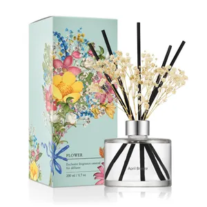Custom Glass Bottle White Jasmine Flower Aromatherapy Reed Diffuser Sets For Home Office Decor